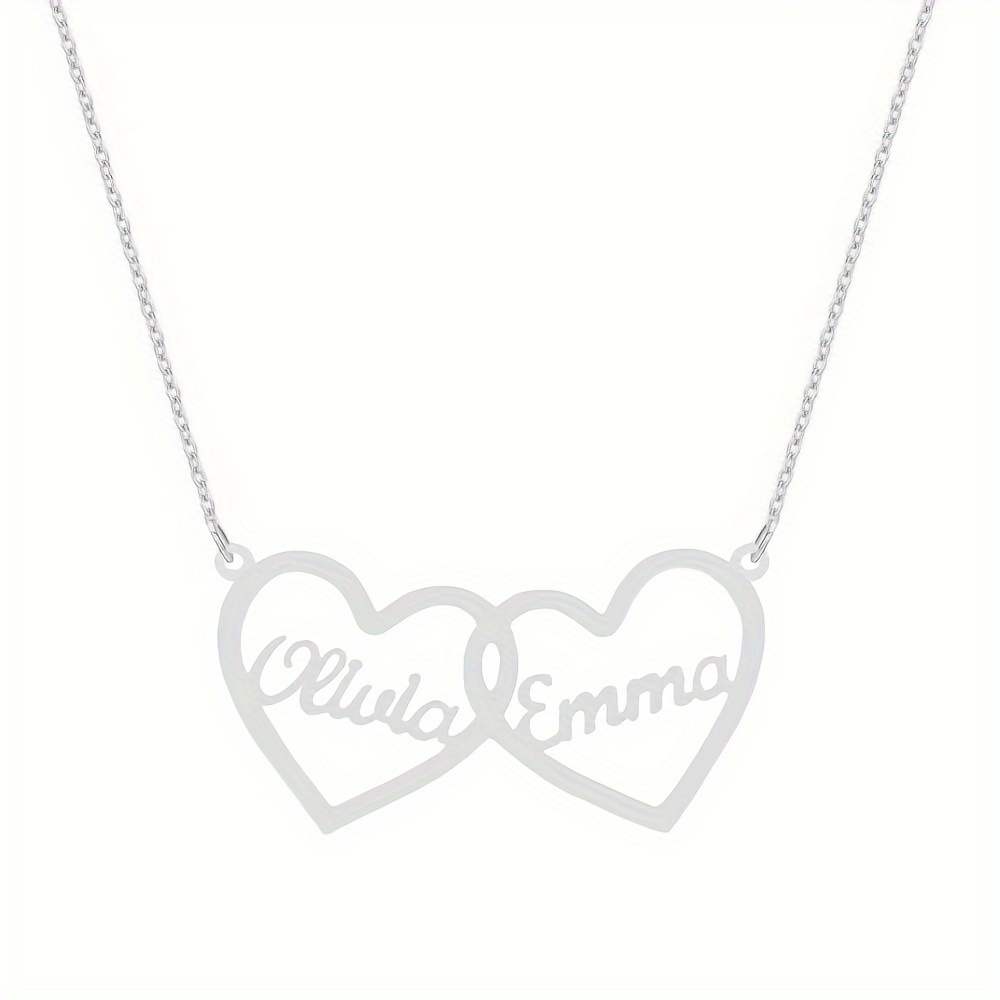 Custom Double Heart Symbol Family Necklace — Engravable Gift